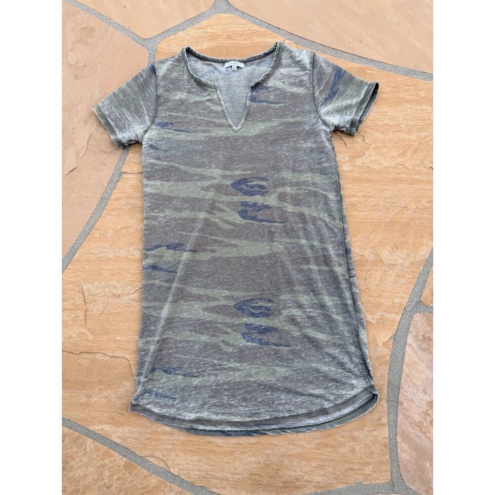 Z SUPPLY Camouflage T Shirt Dress Short Sleeve V Neck Women Size Small